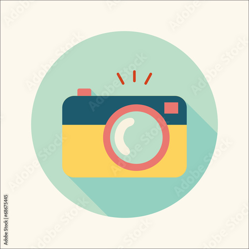 camera flat icon with long shadow