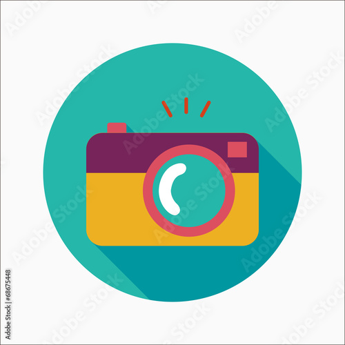 camera flat icon with long shadow