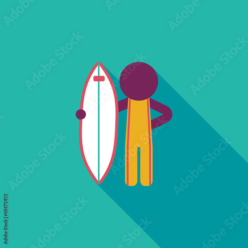 surfing flat icon with long shadow
