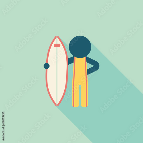 surfing flat icon with long shadow