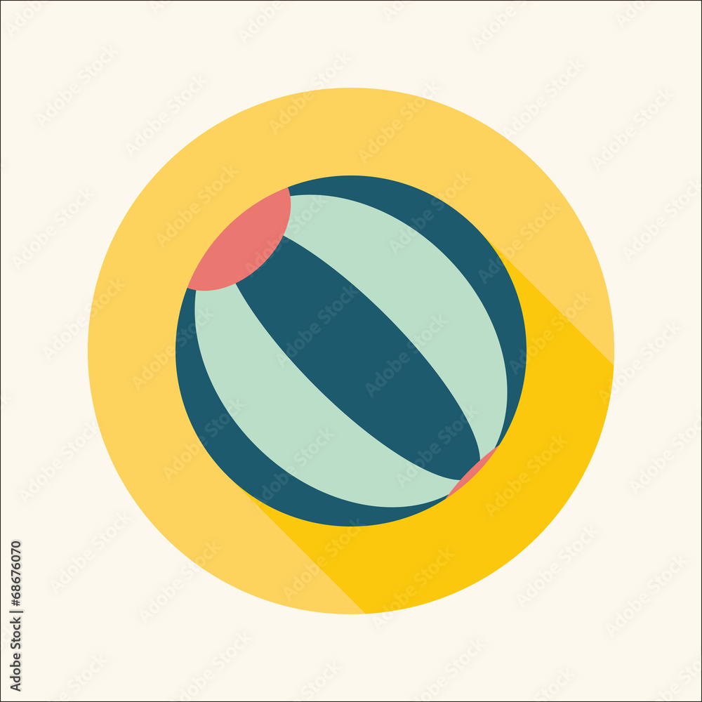 Beach ball flat icon with long shadow Beach ball flat icon with long shadow