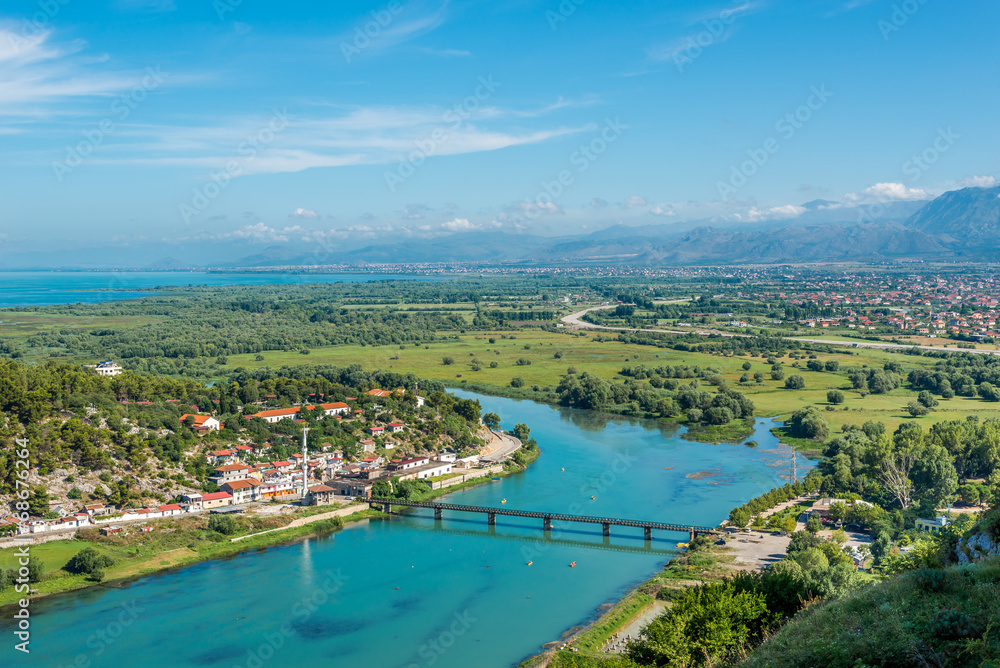 View at river Buna and Shkodra city View at river Buna and Shkodra city