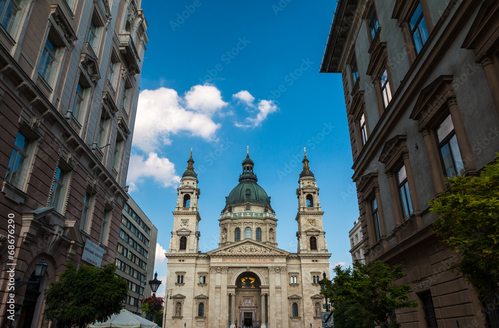 Front view of Saint Stephens Basilica in Budapest Hungary