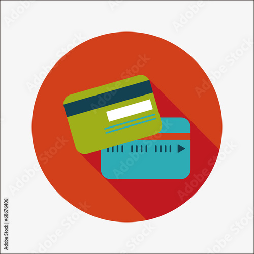 credit card flat icon with long shadow