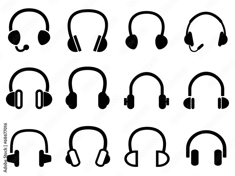 black headphone headset icons black headphone headset icons