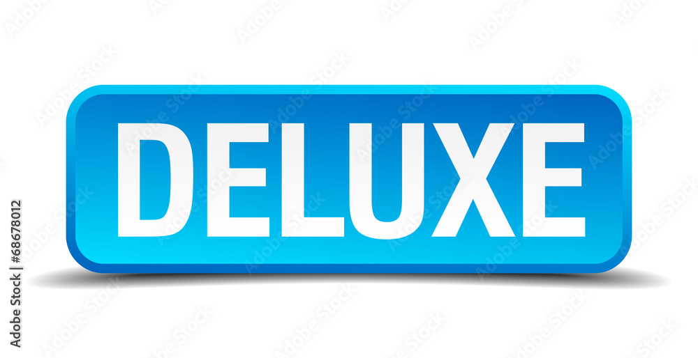 deluxe blue 3d realistic square isolated button deluxe blue 3d realistic square isolated button