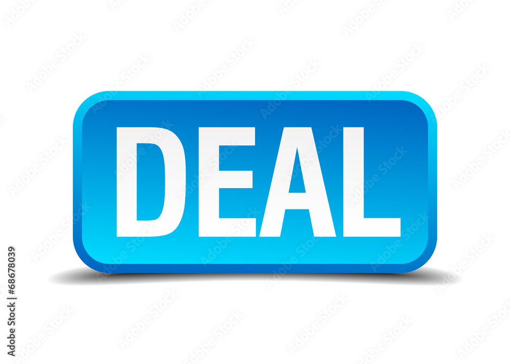 deal blue 3d realistic square isolated button deal blue 3d realistic square isolated button