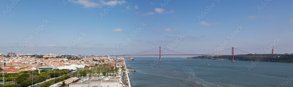 Lisbonne : pont du 25 avril depuis le Monument des Découvertes