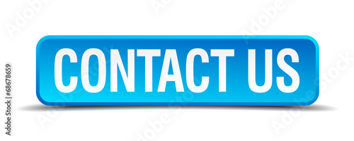 contact us blue 3d realistic square isolated button