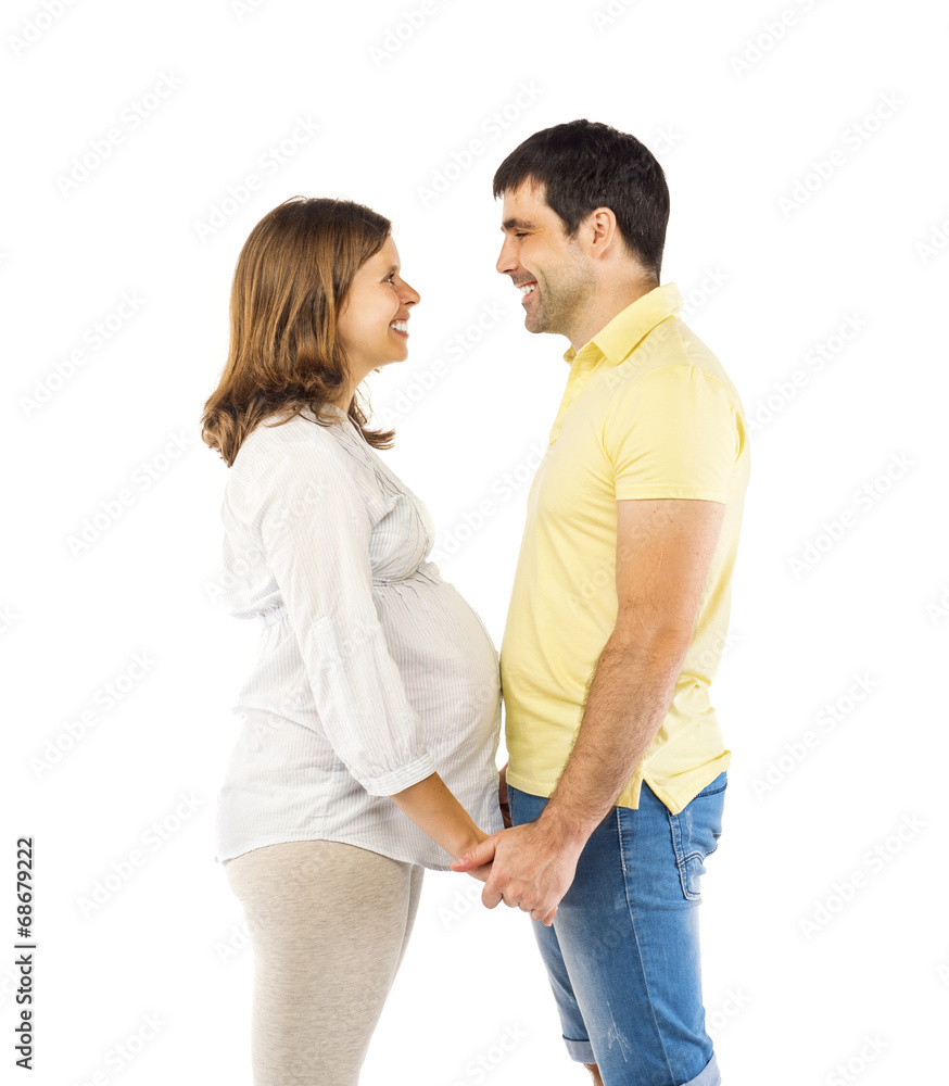 Pregnant couple in studio