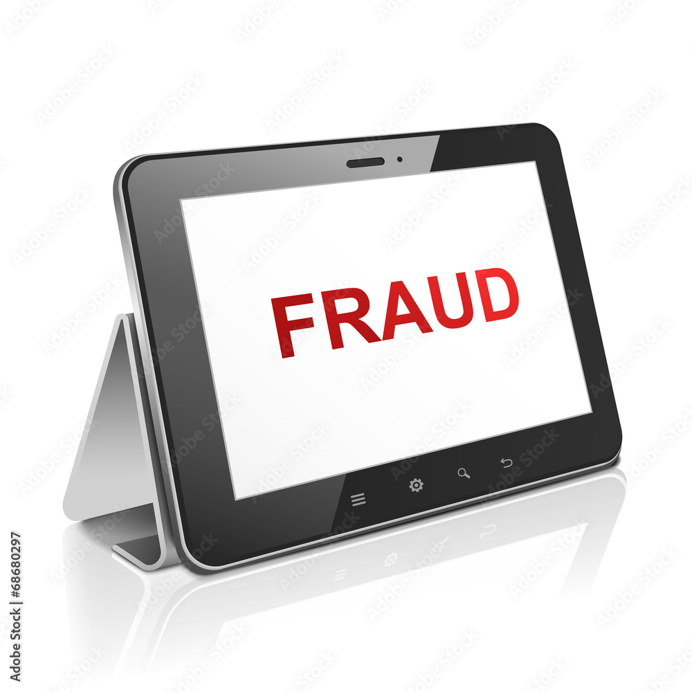 tablet computer with text fraud on display tablet computer with text fraud on display