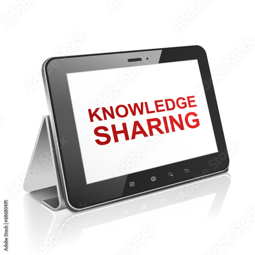 tablet computer with text knowledge sharing on display