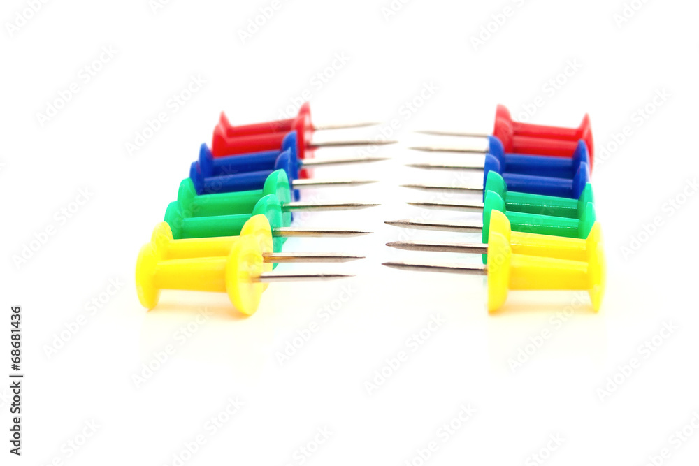 Bright Push Pins in a Double Row