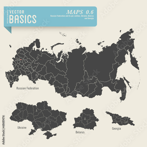 maps of the Russian Federation  Ukraine  Belarus and Georgia