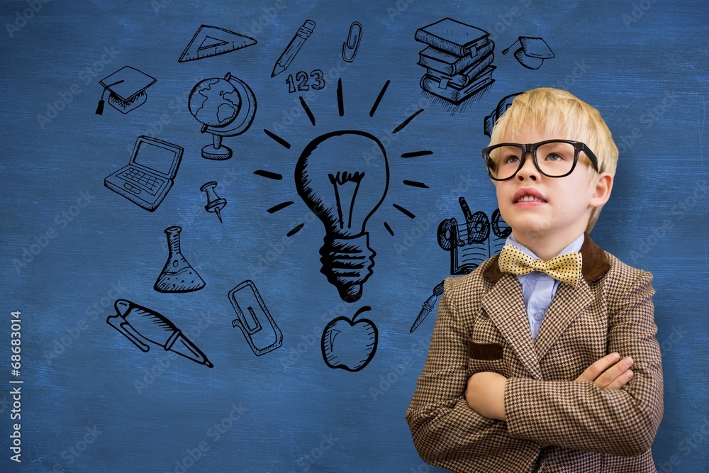 Obraz na plátně Composite image of cute pupil dressed up as teacher
