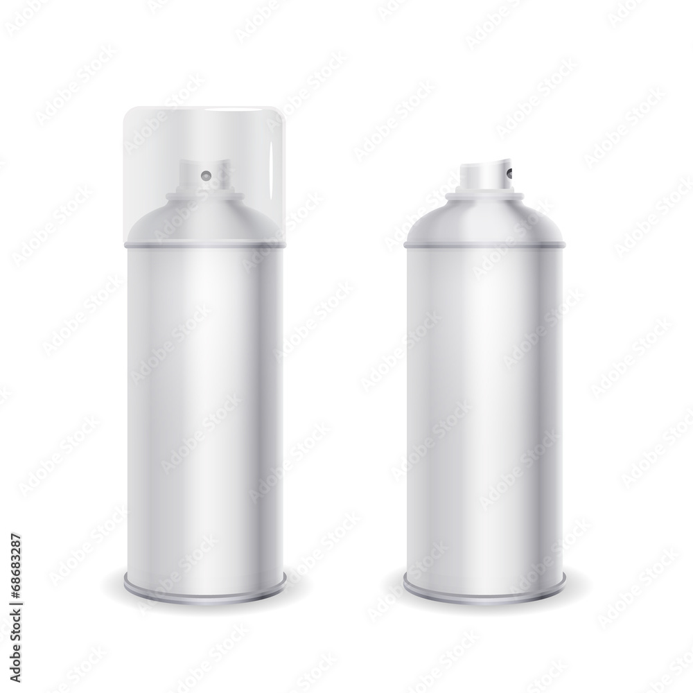 Blank spray can template with transparent cap, vector illustrati Blank spray can template with transparent cap, vector illustrati