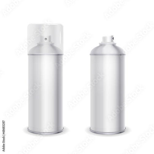 Blank spray can template with transparent cap, vector illustrati
