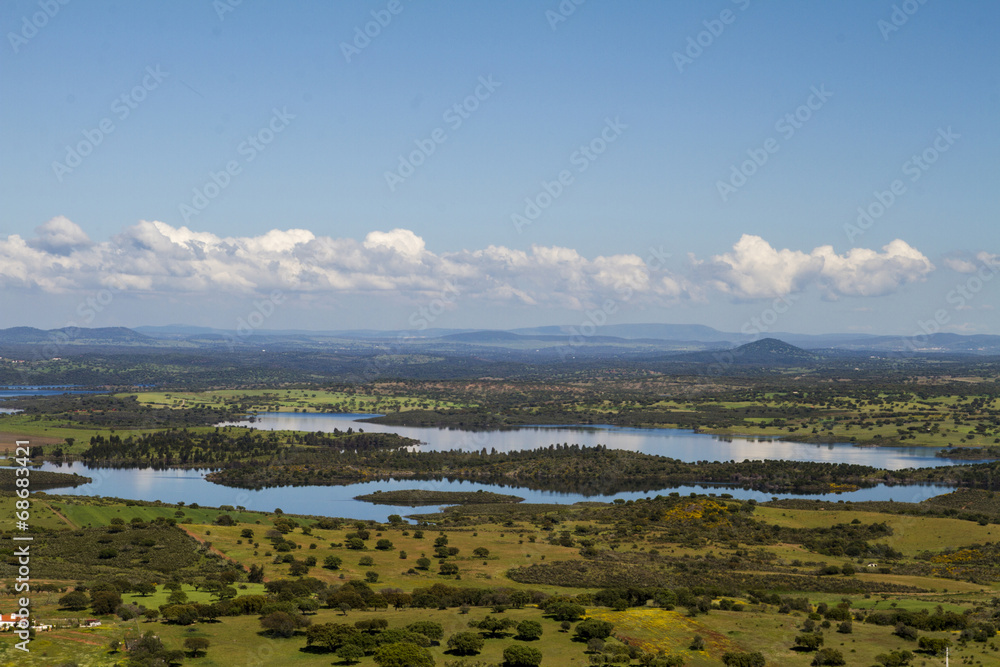Landscape view of the beautiful Alqueva lake Landscape view of the beautiful Alqueva lake