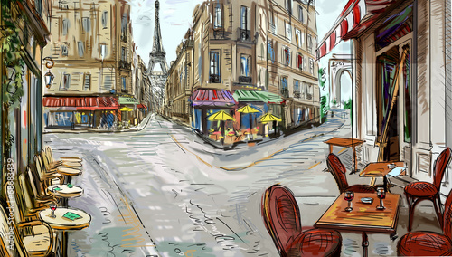 Street in paris - illustration #68683439
