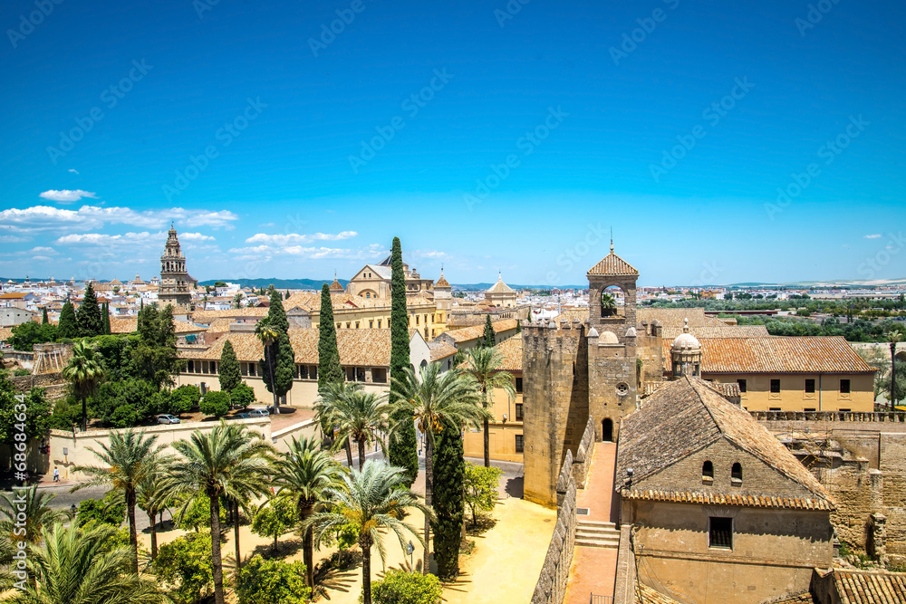 View of Alcazar and Cathedral Mosque of Cordoba, Spain