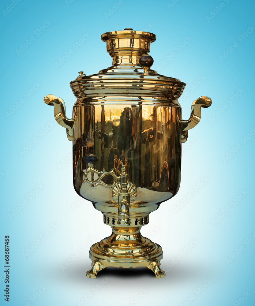 Old copper teapot, a samovar isolated from the background Old copper teapot, a samovar isolated from the background
