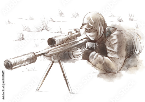 Shooter (Sniper) - An hand drawn illustration photo