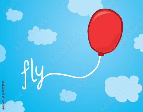 Balloon with fly word over the sky