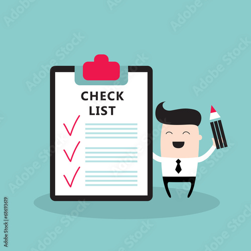 Wallpaper Mural Happy businessman with checklist Successful business concept Torontodigital.ca