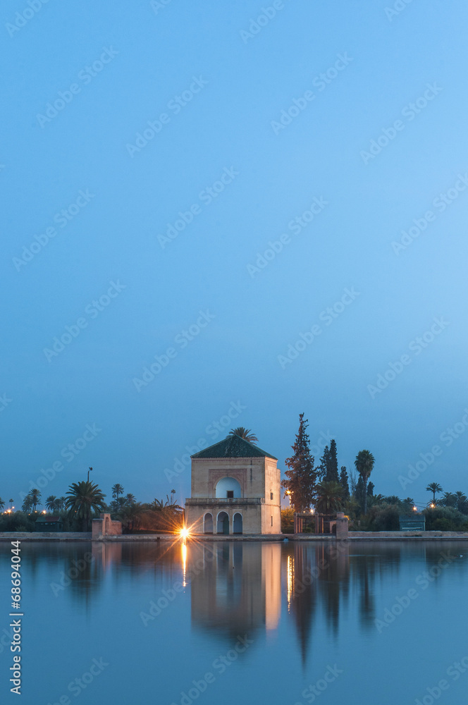 Fototapeta premium Pavillion on Menara Gardens at Marrakech, Morocco