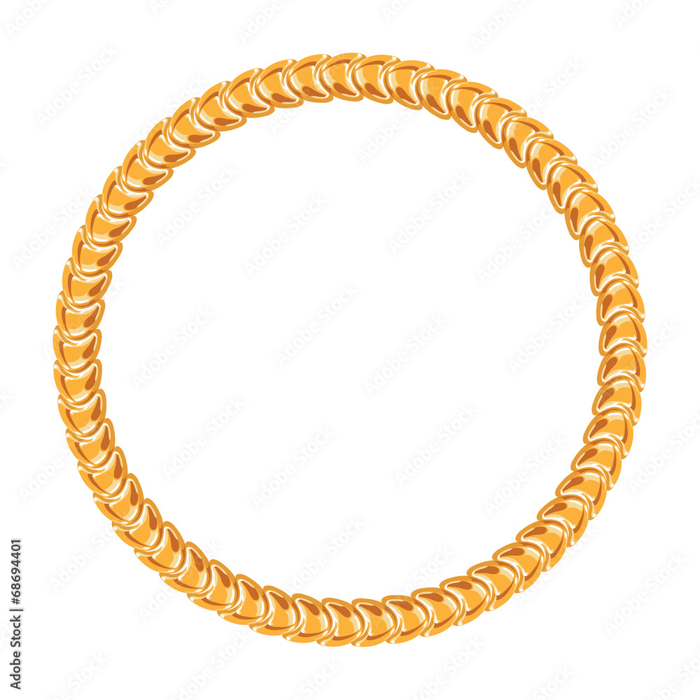 Obraz premium Golden chain - round frame on the white background