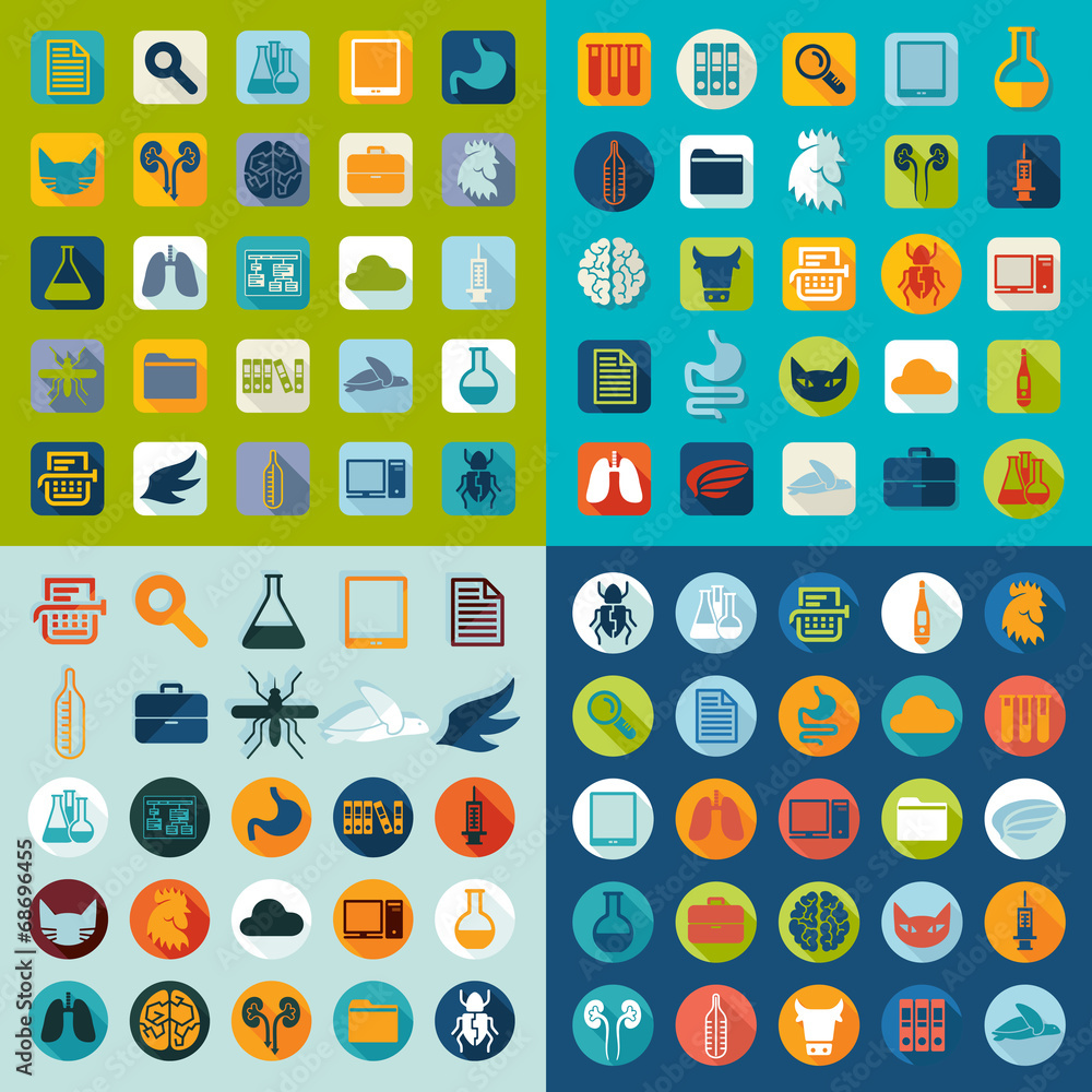 Set of veterinary flat icons Set of veterinary flat icons