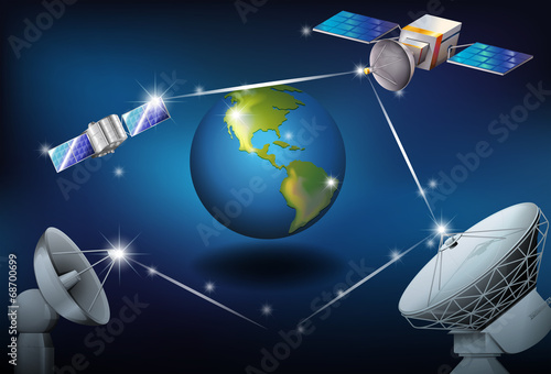 Satellites surrounding the planet Earth