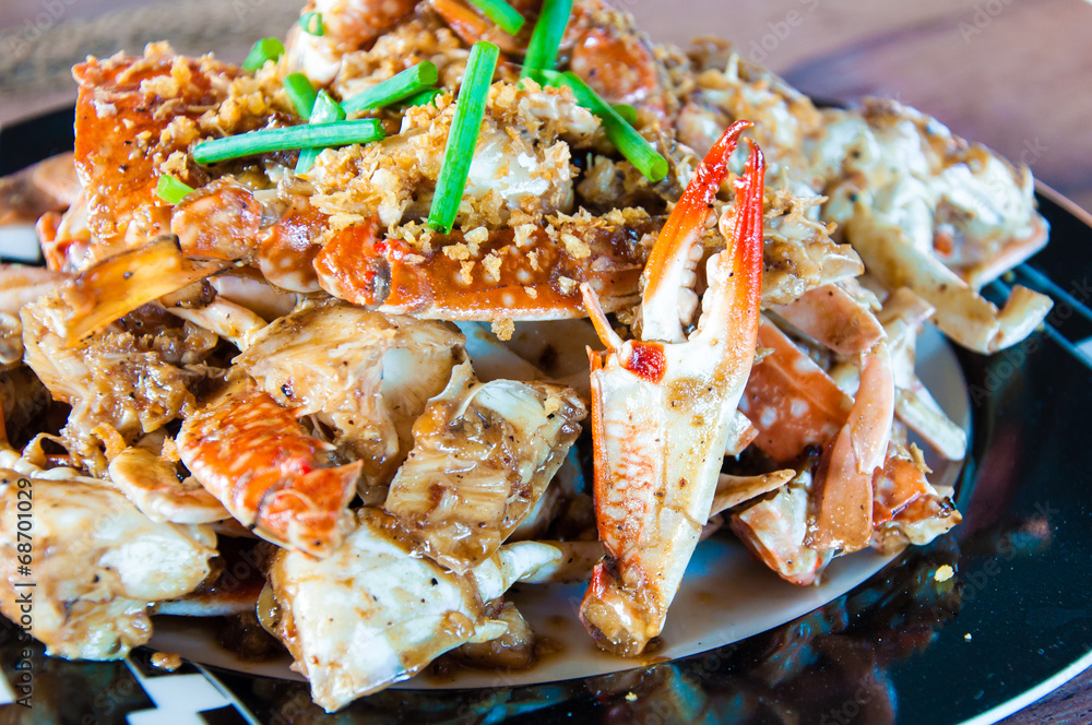 Blue crab cooked in traditional Thai style