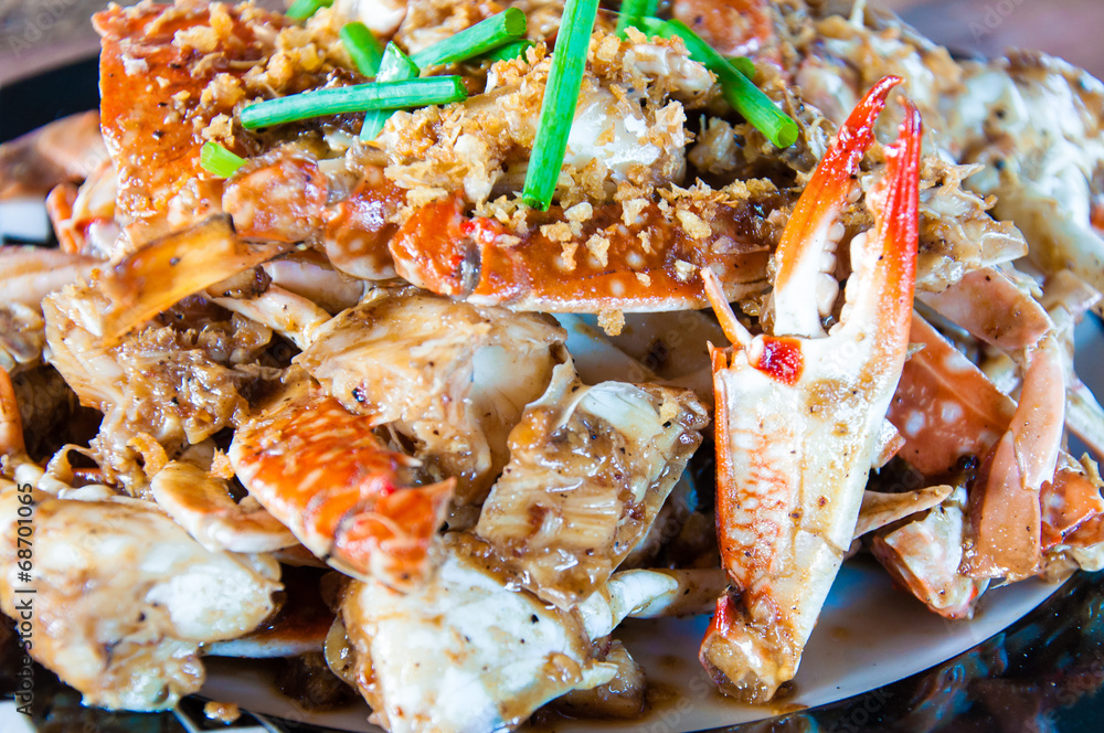 Blue crab cooked in traditional Thai style Blue crab cooked in traditional Thai style