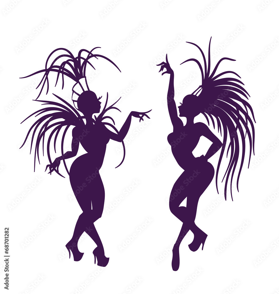 silhouettes of attractive samba queen