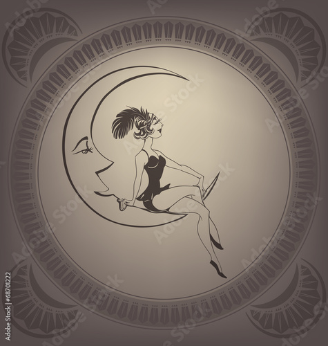 Young woman perform a circus stunt.  Flappers