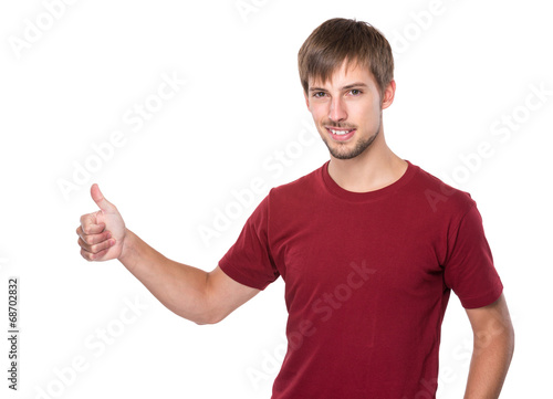 Caucasian man with thumb up