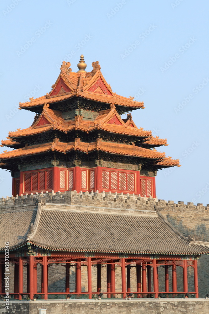 Fototapeta premium Forbidden city palace Jiaolou tower in Beijing