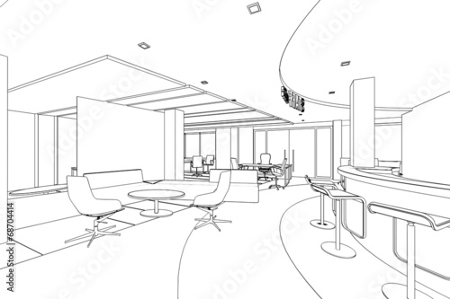 outline sketch of a interior pantry area