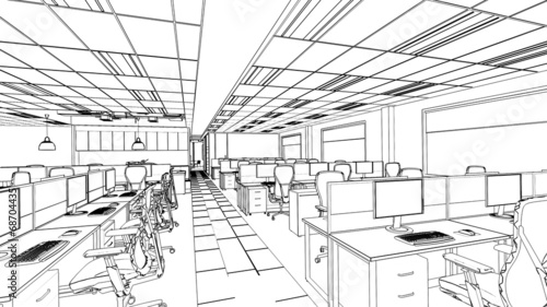 outline sketch of a interior office area
