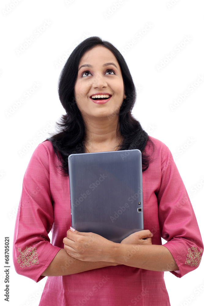 Happy young woman with tablet computer Happy young woman with tablet computer