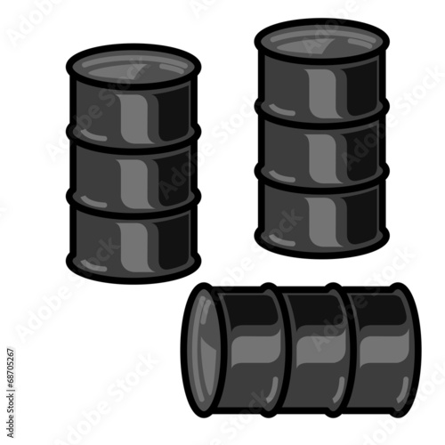 Silhouettes  metal barrels  for oil on white background. Vector