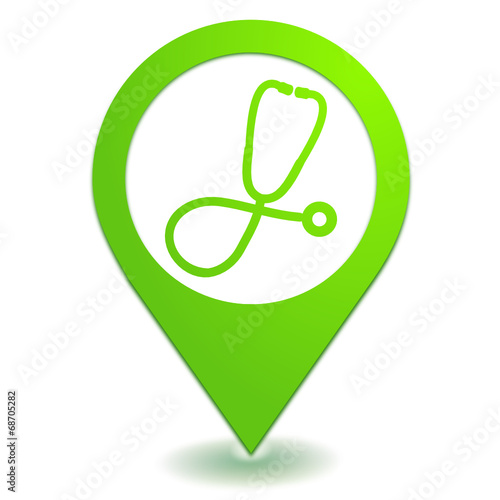 médecin sur symbole localisation vert