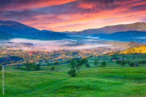 Summer morning in the mountain village. © Andrew Mayovskyy