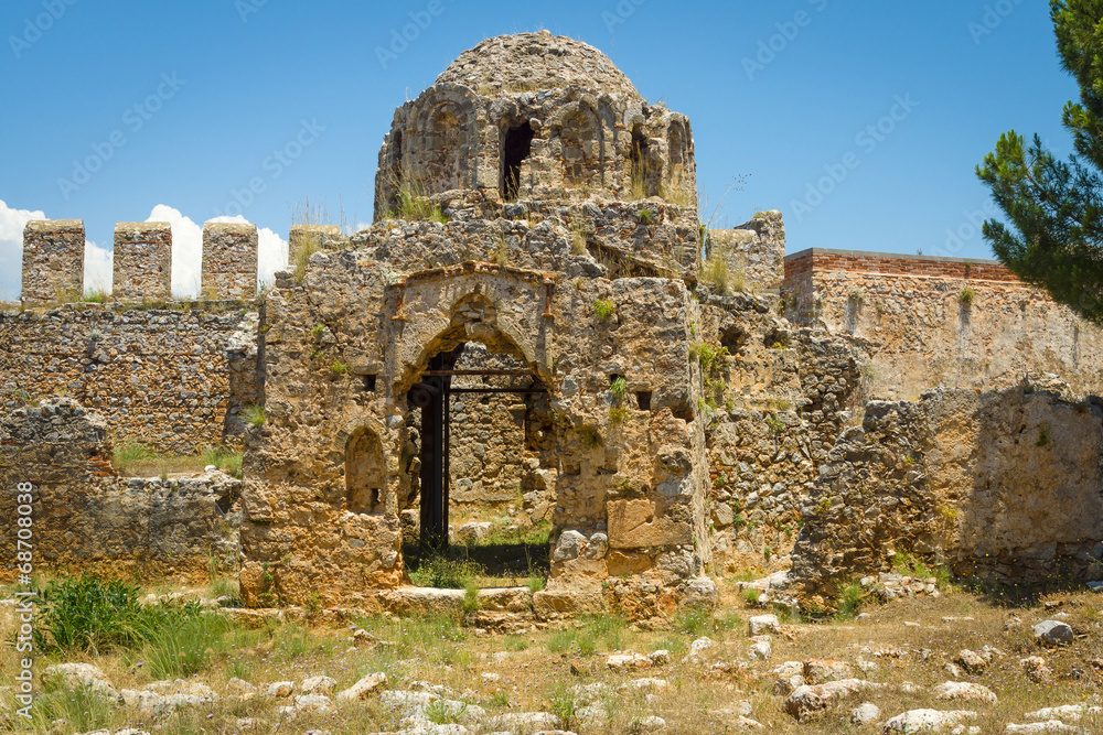 Ruins of the Church of St. George, Byzantine era. Alanya Castle. Ruins of the Church of St. George, Byzantine era. Alanya Castle.