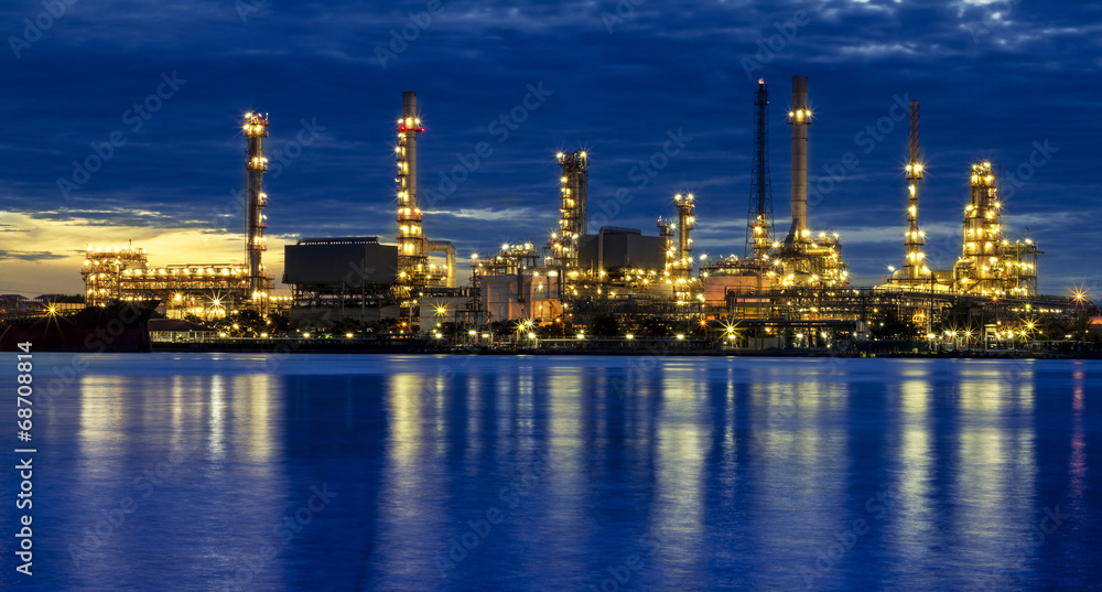 Oil refinery at twilight Oil refinery at twilight