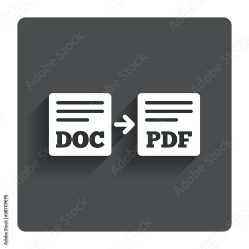 Export DOC to PDF icon. File document symbol.