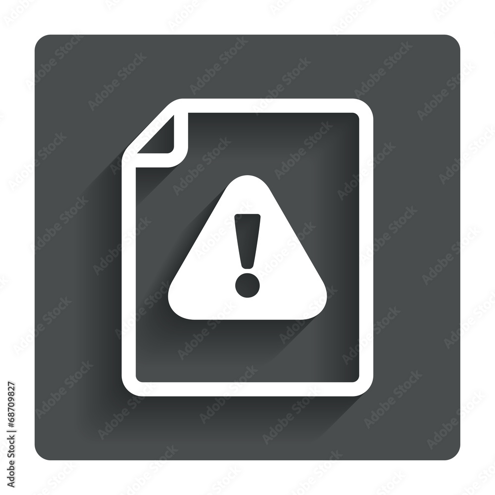 File attention sign icon. Exclamation mark. File attention sign icon. Exclamation mark.