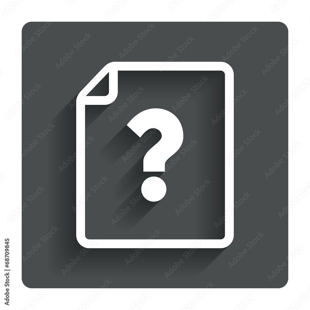File document help icon. Question mark symbol. File document help icon. Question mark symbol.