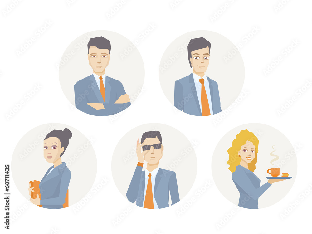 Vector illustration of a portrait of a business team of young bu Vector illustration of a portrait of a business team of young bu